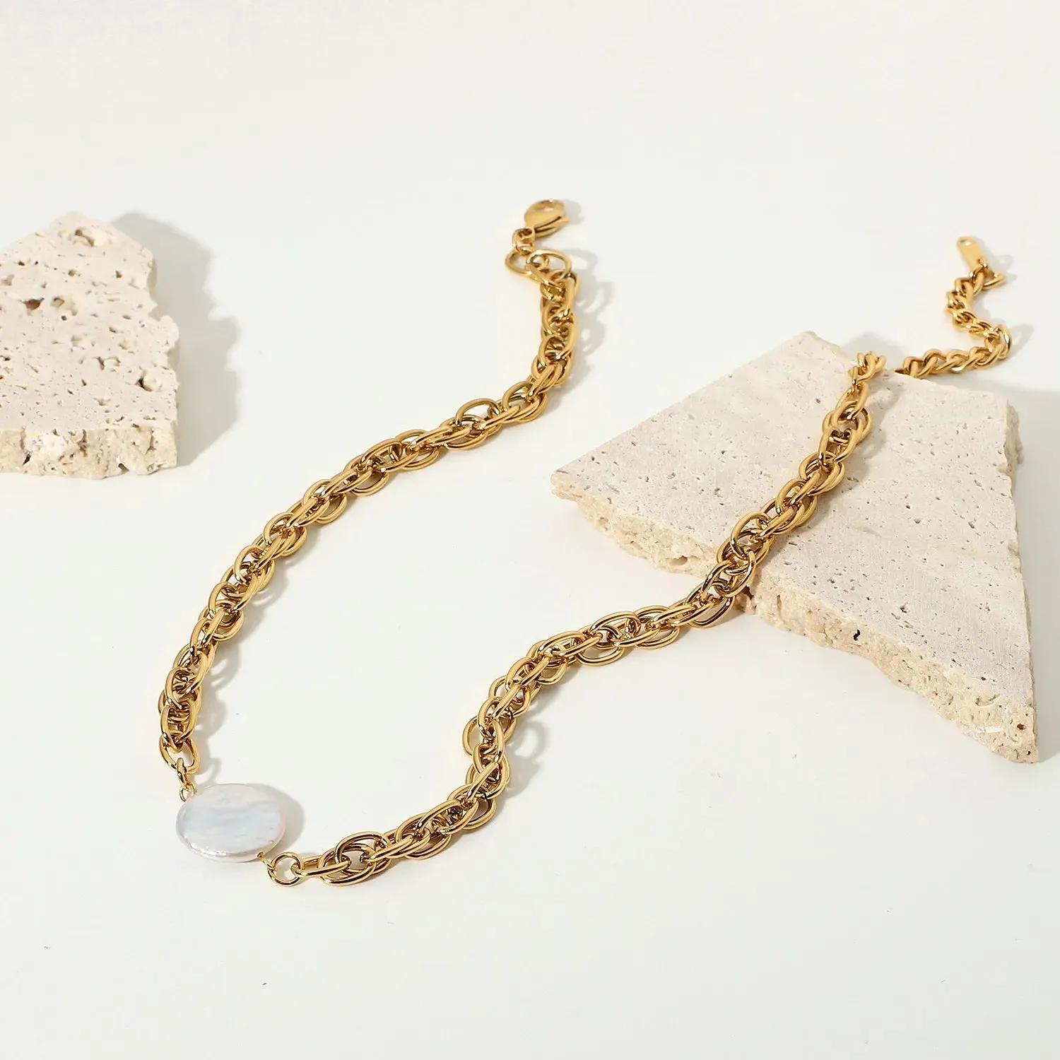 Boho & Mala 18k Gold / Stainless Steel Pendant Necklace