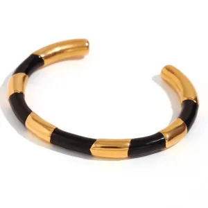 Boho & Mala Black Gold Plated Stainless Steel Cuff Bracelet