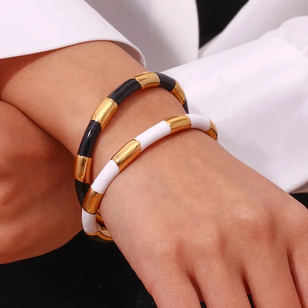 Boho & Mala Black Gold Plated Stainless Steel Cuff Bracelet