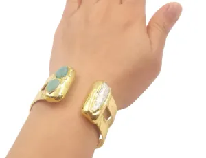 Boho & Mala Brass Cuff Bracelet