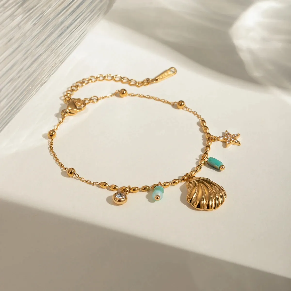 Boho & Mala Chain Charm Gold Plated / Stainless Steel Bracelet
