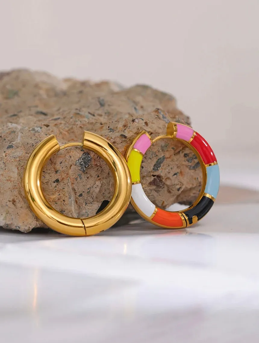 Boho & Mala Colourful Gold Plated Hoop Earrings DE1004