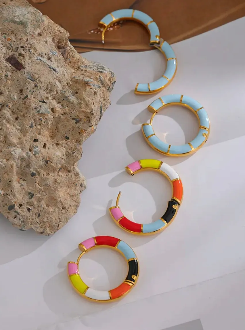 Boho & Mala Colourful Gold Plated Hoop Earrings DE1004