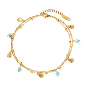Boho & Mala Double 18K Gold / Stainless Steel Anklet