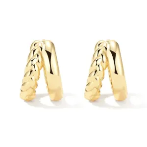 Boho & Mala Double Huggie 18k Gold Plated Hoop Earring
