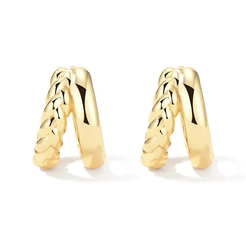 Boho & Mala Double Huggie 18k Gold Plated Hoop Earring