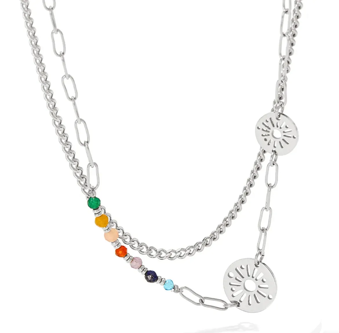 Boho & Mala Double Layered Stainless Steel Necklace