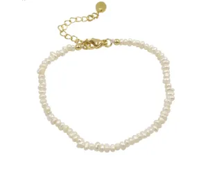 Boho & Mala Freshwater Pearl Beaded Gold Bracelet DCB1023