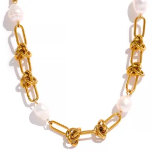 Boho & Mala Freshwater Pearl Chain Necklace
