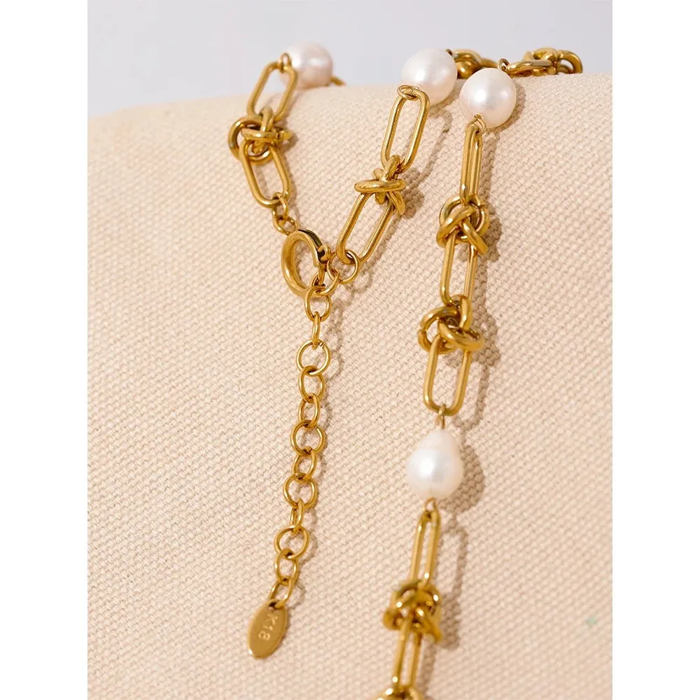 Boho & Mala Freshwater Pearl Chain Necklace