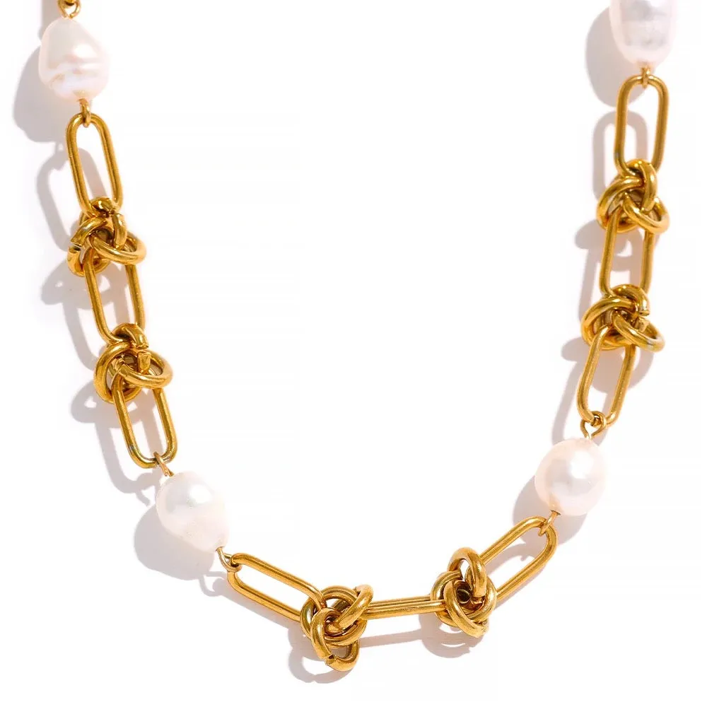 Boho & Mala Freshwater Pearl Chain Necklace