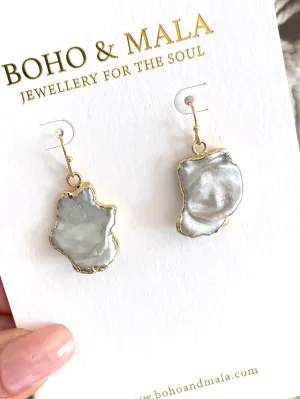 Boho & Mala Freshwater Pearl Gold Plated Drop Earrings PSE10041