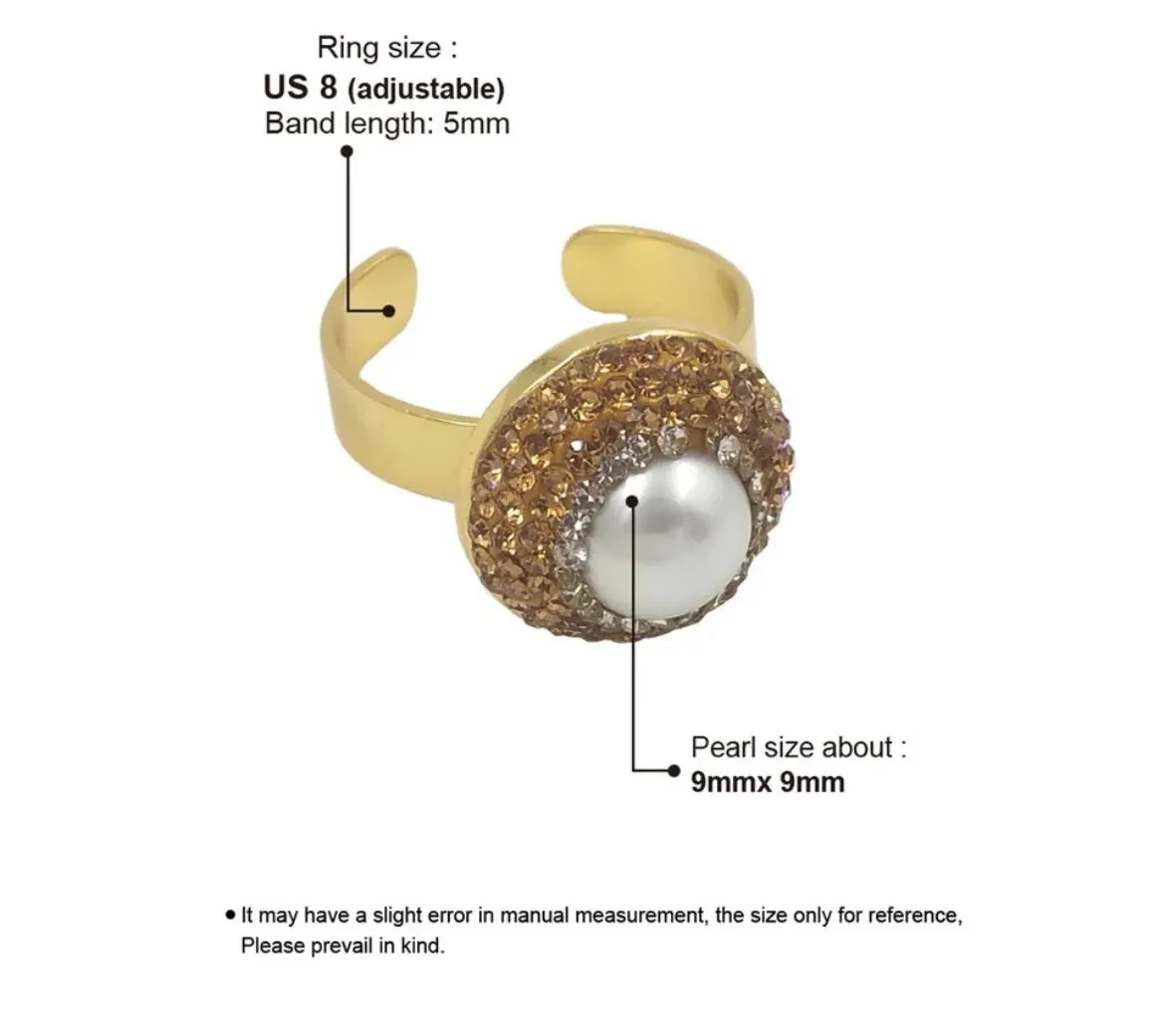 Boho & Mala Freshwater Pearl Gold Ring (adjustable from size 7)