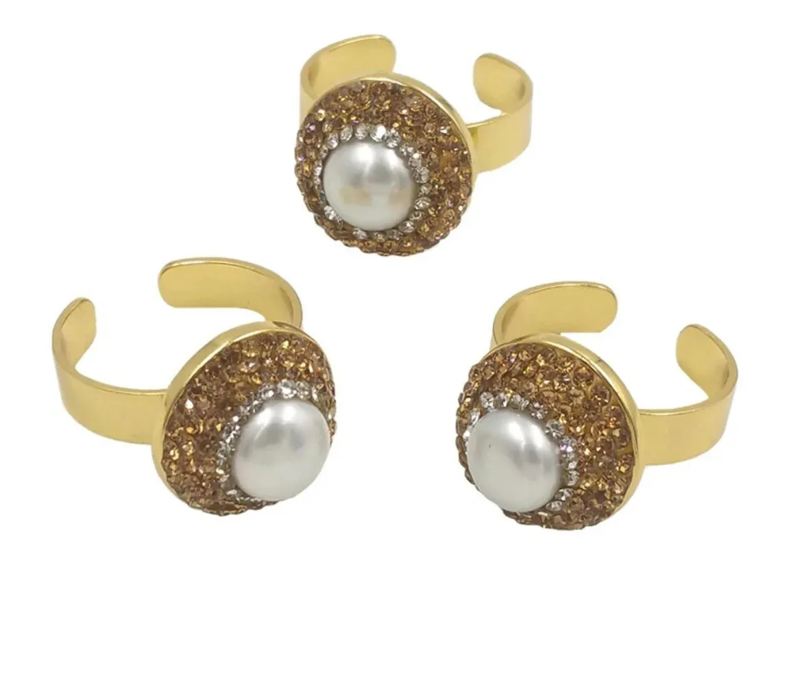 Boho & Mala Freshwater Pearl Gold Ring (adjustable from size 7)