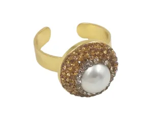 Boho & Mala Freshwater Pearl Gold Ring (adjustable from size 7)