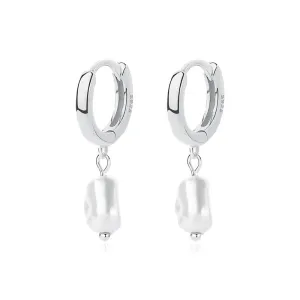 Boho & Mala Freshwater Pearl Sterling Silver Hoop Huggie Earrings