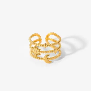 Boho & Mala Gold Plated Stainless Steel Ring (adjustable)