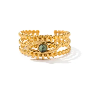 Boho & Mala Gold Plated Stainless Steel Ring (adjustable)