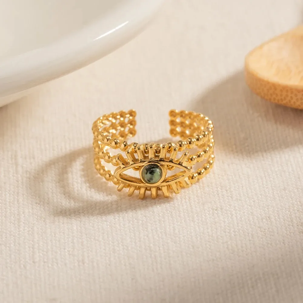 Boho & Mala Gold Plated Stainless Steel Ring (adjustable)