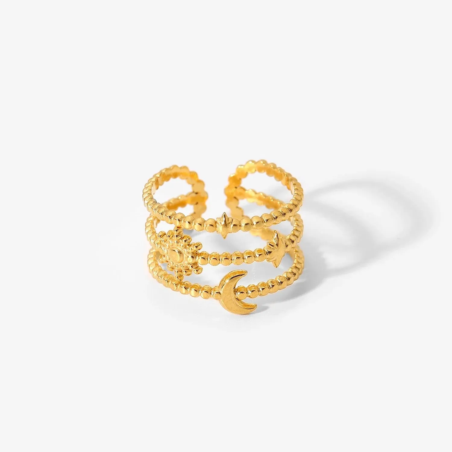 Boho & Mala Gold Plated Stainless Steel Ring (adjustable)