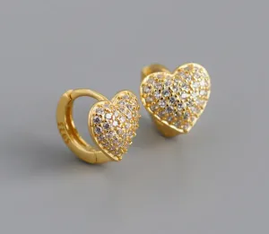 Boho & Mala Heart Huggies 18k Gold Hoop Earrings