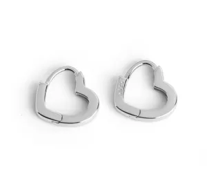 Boho & Mala Heart Huggies Sterling Silver Hoop Earrings