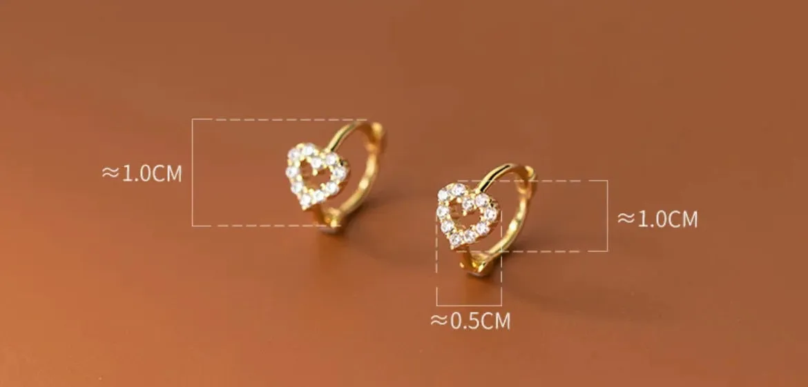 Boho & Mala Heart Huggies Sterling Silver Hoop Earrings