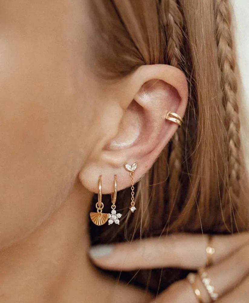 Boho & Mala Huggie 18k Gold Plated Hoop Earring