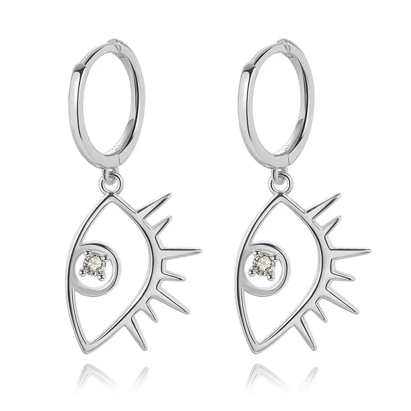 Boho & Mala Huggie Mini Eye Sterling Silver Hoop Earrings