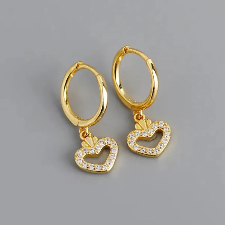 Boho & Mala Huggies Heart 18k Gold Hoop Earrings