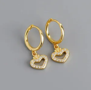 Boho & Mala Huggies Heart 18k Gold Hoop Earrings