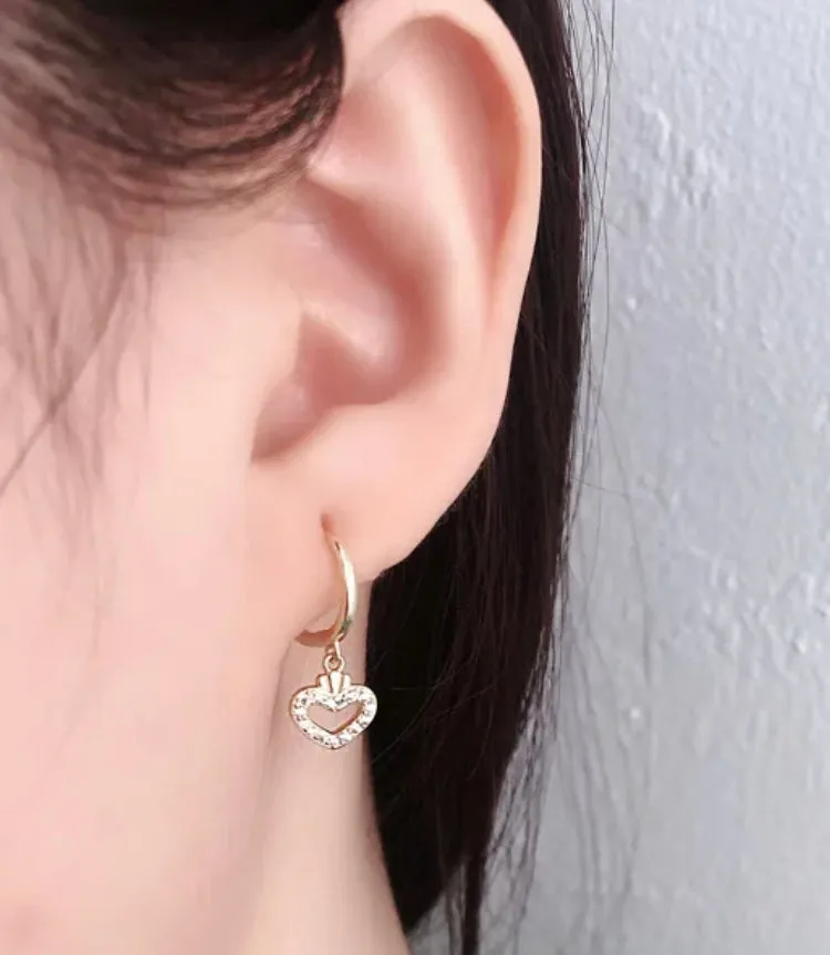 Boho & Mala Huggies Heart 18k Gold Hoop Earrings