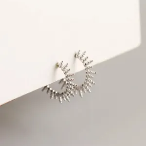 Boho & Mala Huggies Sterling Silver Sun Hoop Earrings DE100096