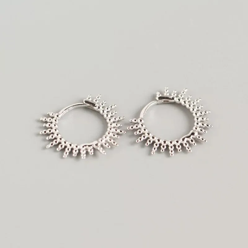 Boho & Mala Huggies Sterling Silver Sun Hoop Earrings DE100096