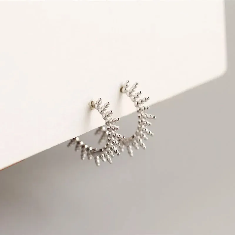 Boho & Mala Huggies Sterling Silver Sun Hoop Earrings DE100096