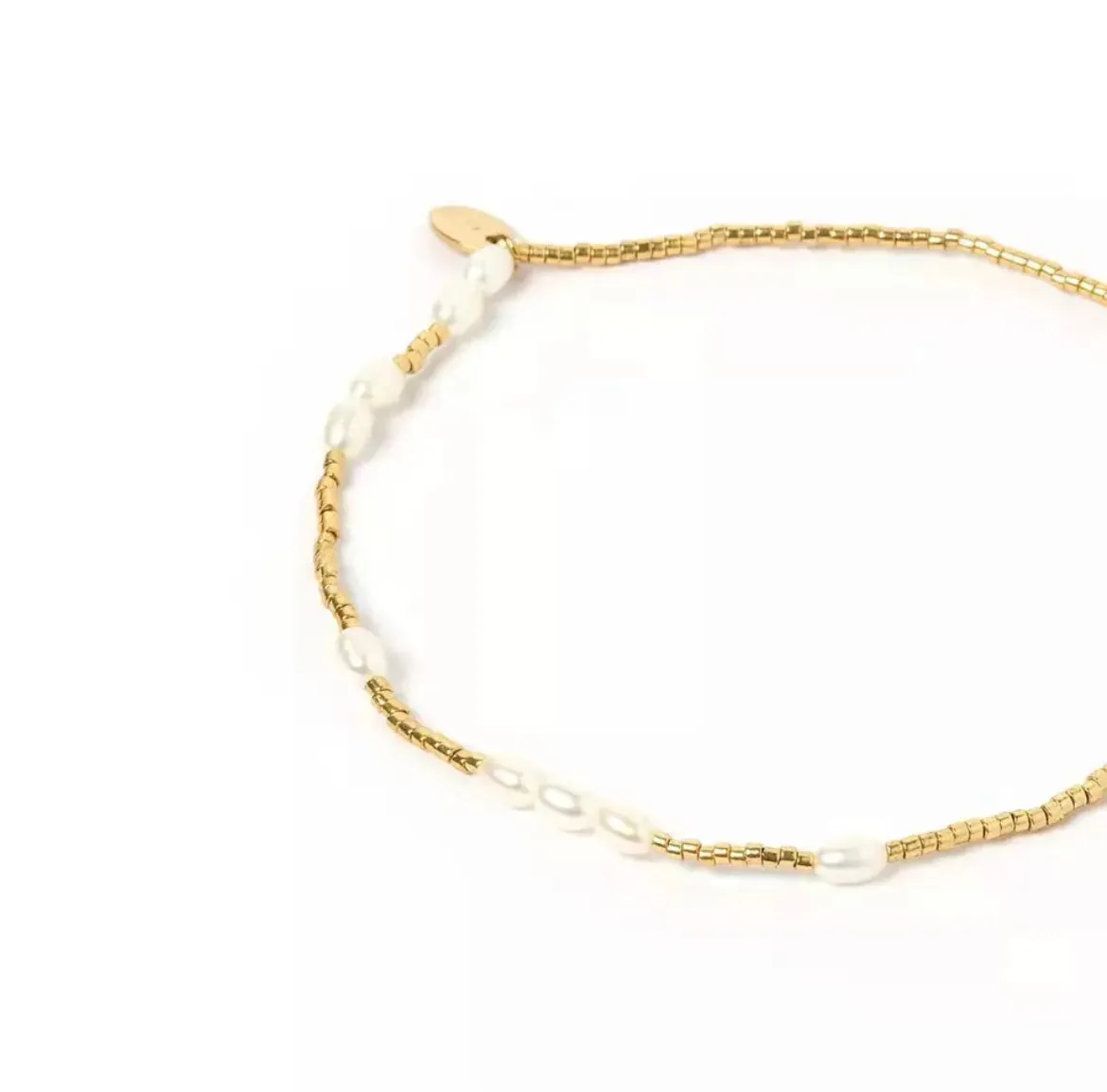 Boho & Mala Mini Freshwater Pearl Beaded Gold Bracelet DCB1053
