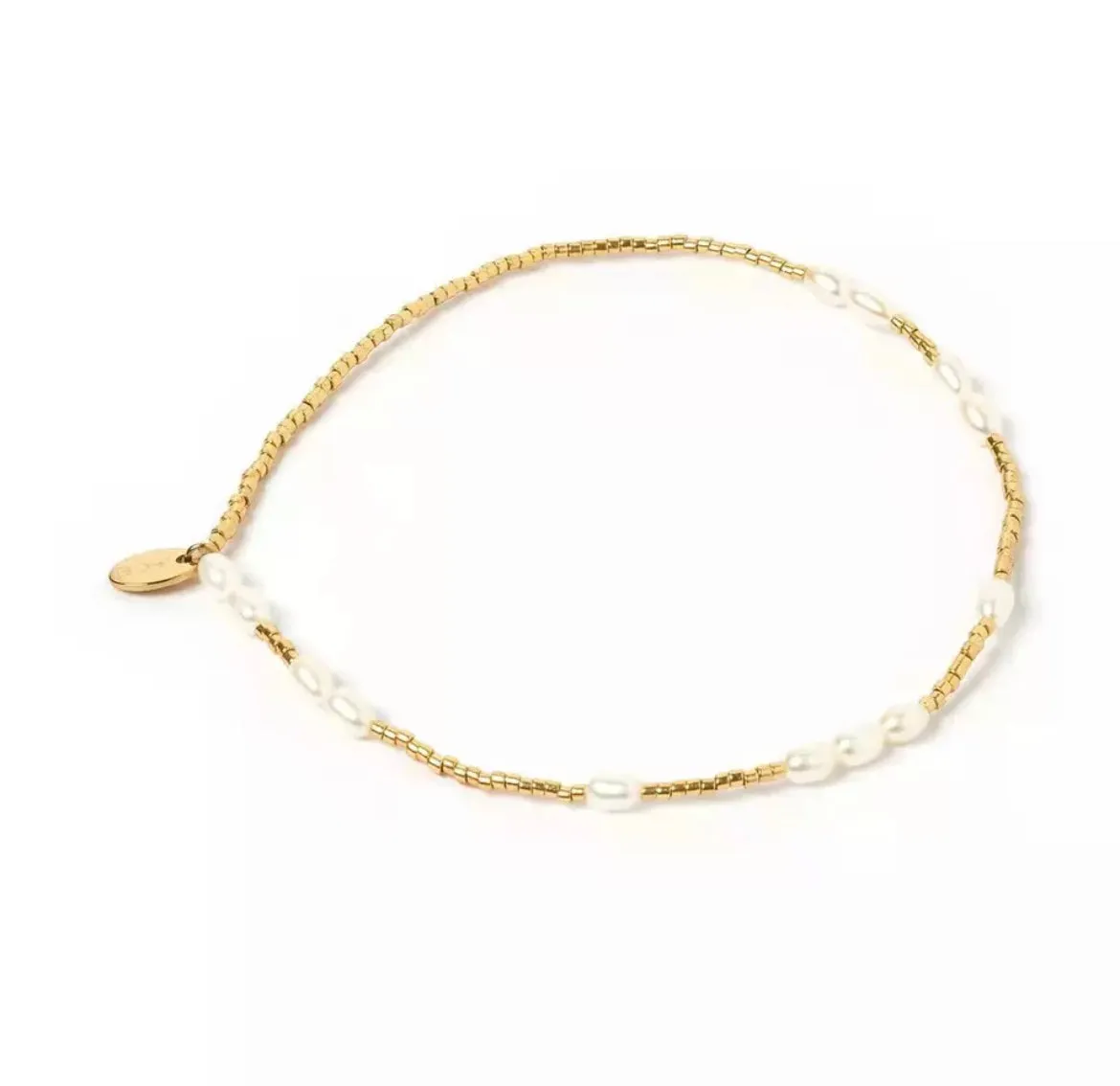 Boho & Mala Mini Freshwater Pearl Beaded Gold Bracelet DCB1053