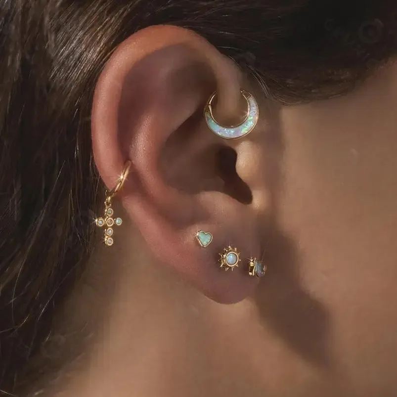 Boho & Mala Mini Opal Stud Sterling Silver Earrings