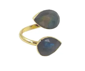 Boho & Mala Natural Labradorite Stone Open Ring
