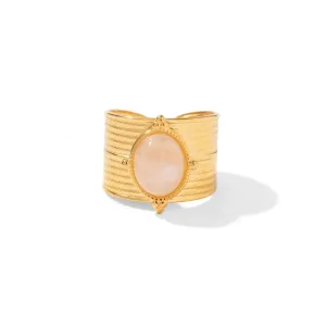 Boho & Mala Natural Stone Gold Plated Stainless Steel Ring (adjustable)