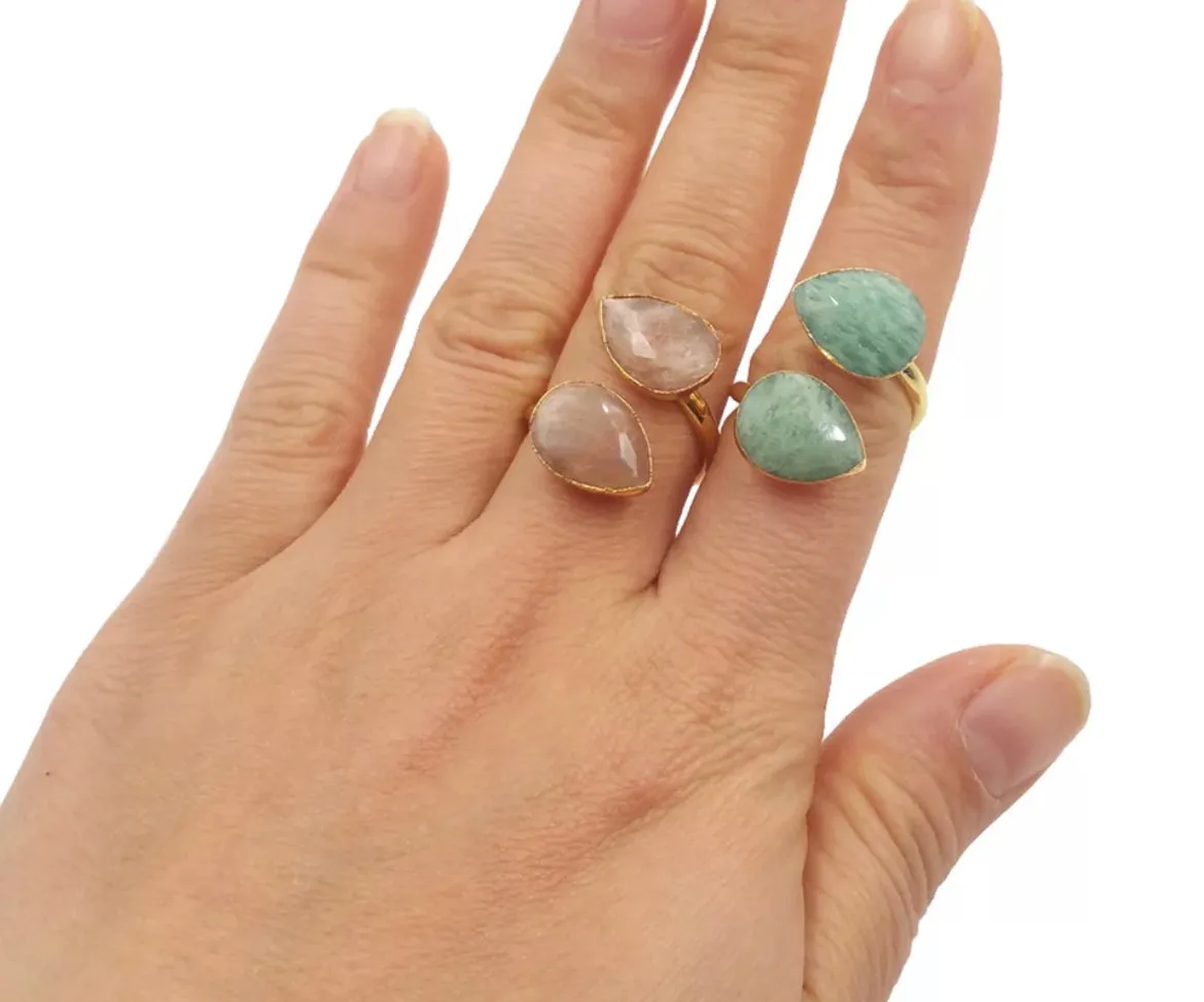 Boho & Mala Natural Sun Stone Open Ring