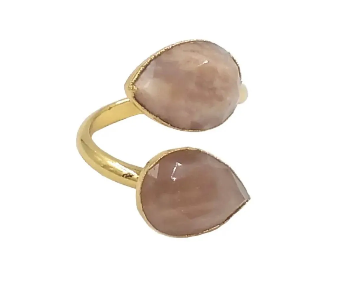 Boho & Mala Natural Sun Stone Open Ring
