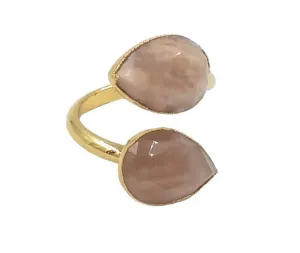 Boho & Mala Natural Sun Stone Open Ring