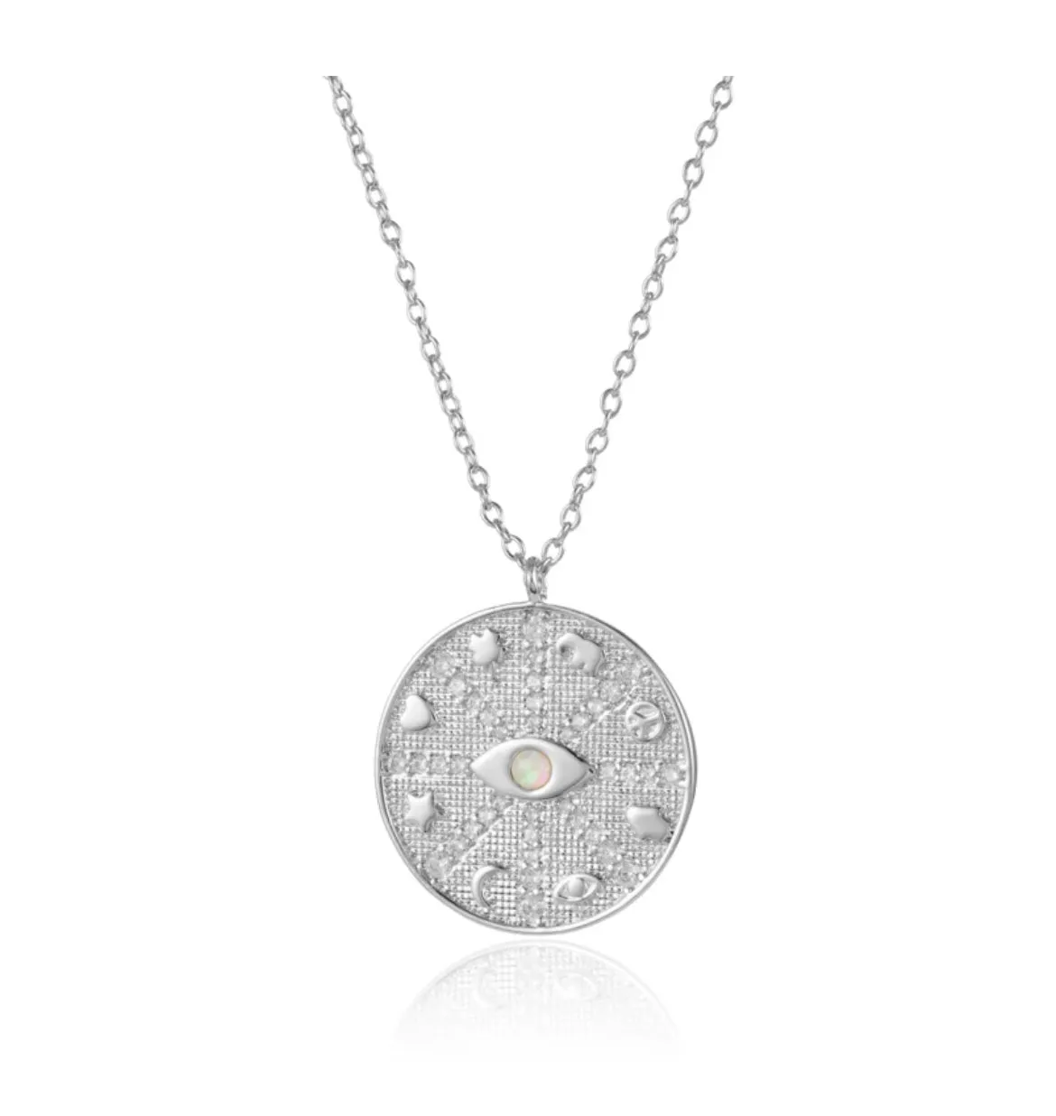 Boho & Mala Oval Evil Eye Sterling Silver Necklace
