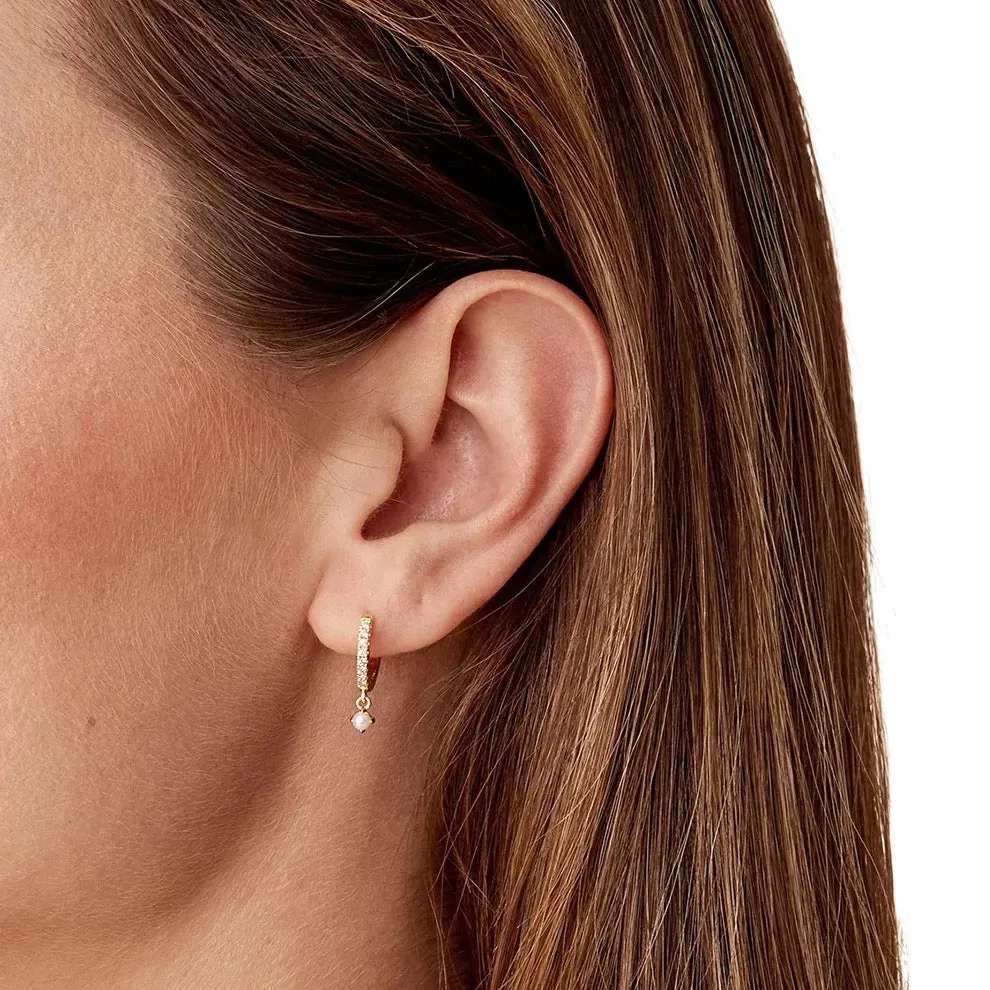 Boho & Mala Pearl Huggie 18k Gold Plated Hoop Earring