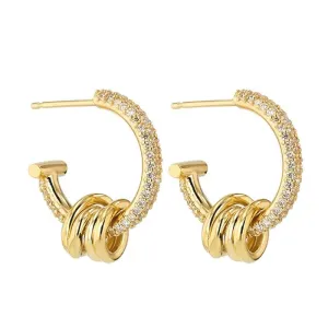Boho & Mala Pearl Stud 18k Gold Plated Hoop Earring