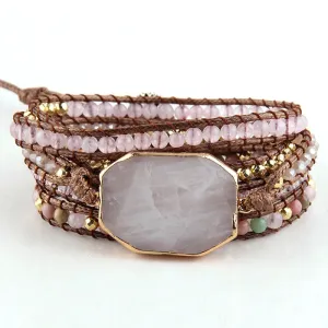 Boho & Mala Rose Stone 5 Wrap Bracelet
