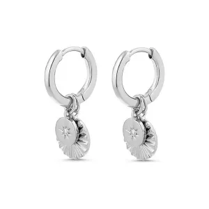 Boho & Mala Round Stars Huggies Sterling Silver Hoop Earrings