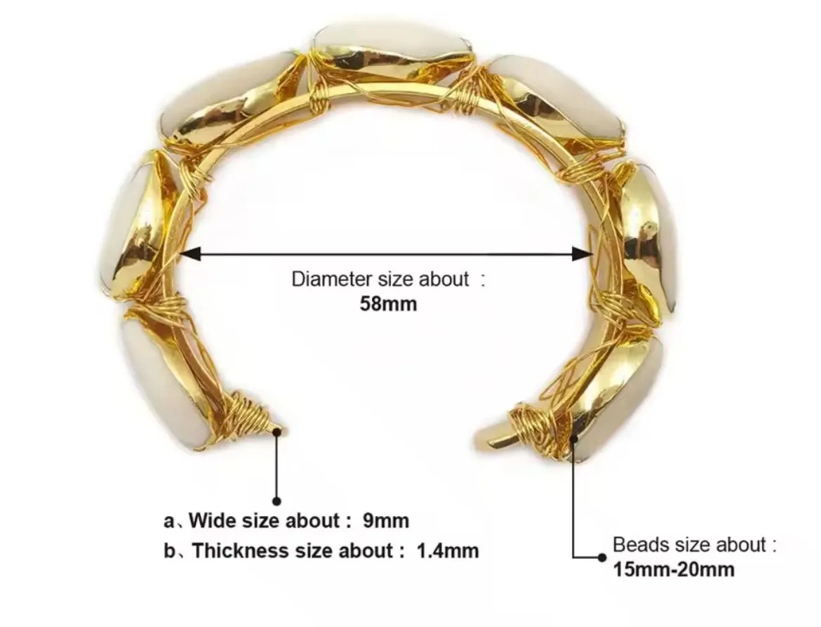 Boho & Mala Shell Brass Cuff Bracelet