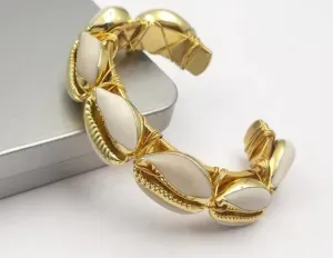 Boho & Mala Shell Brass Cuff Bracelet